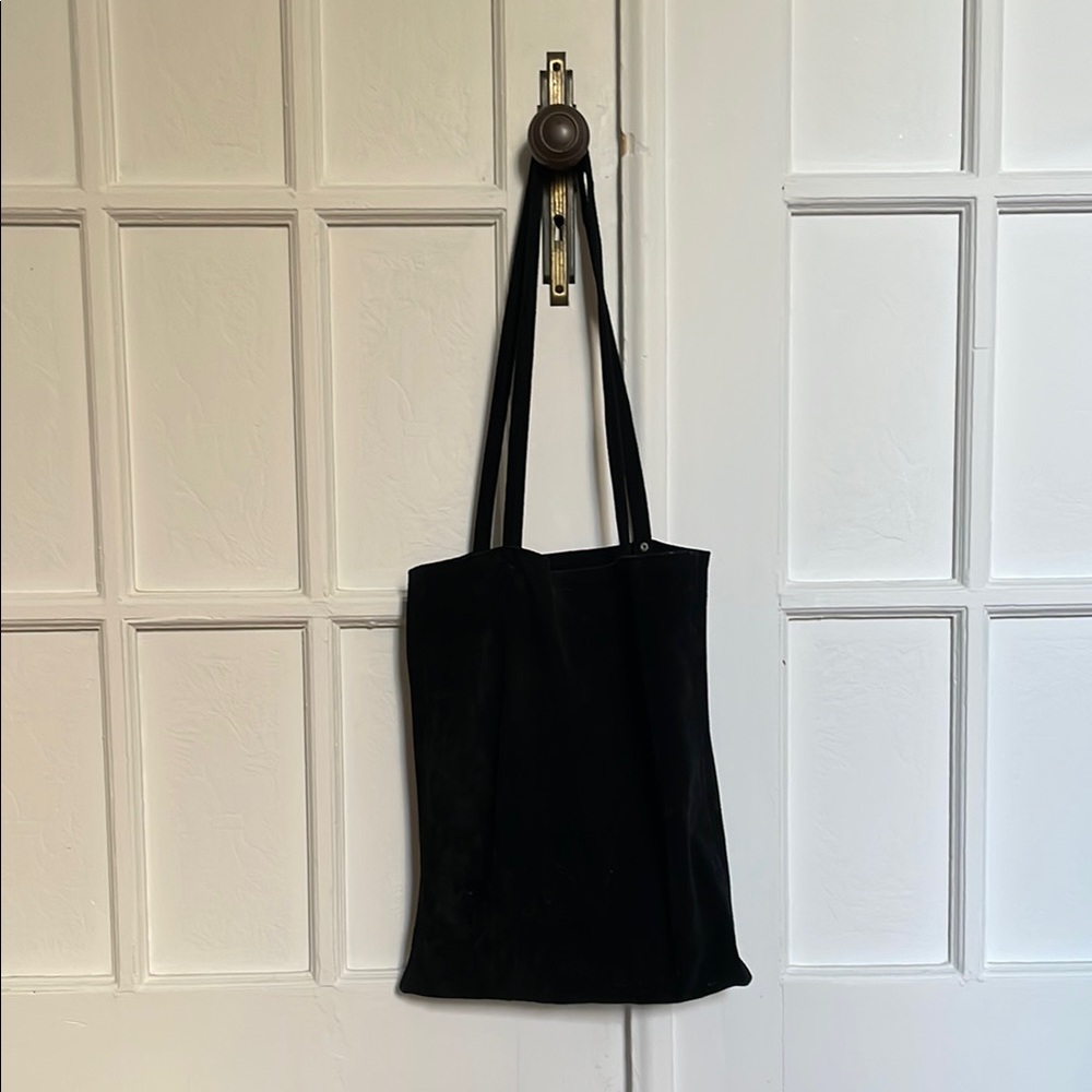 Aunt Rae Black Suede Tote Bag